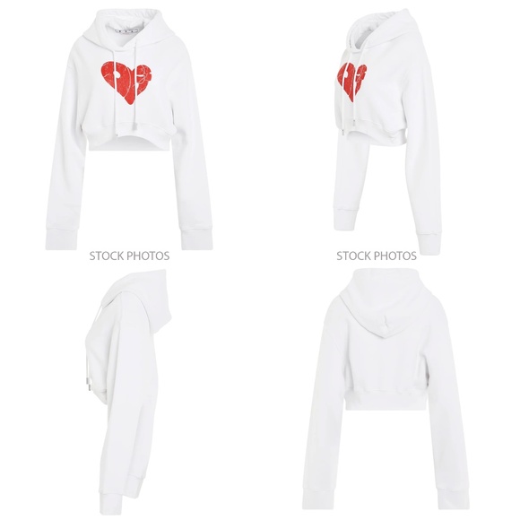 NWT || OFF-WHITE Crack Off Heart Cropped Hoodie - Picture 1 of 9